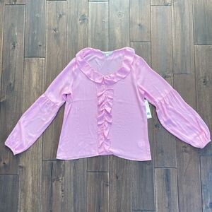Counterparts Lilac Sheer Ruffle Long Sleeve Blouse S NWT